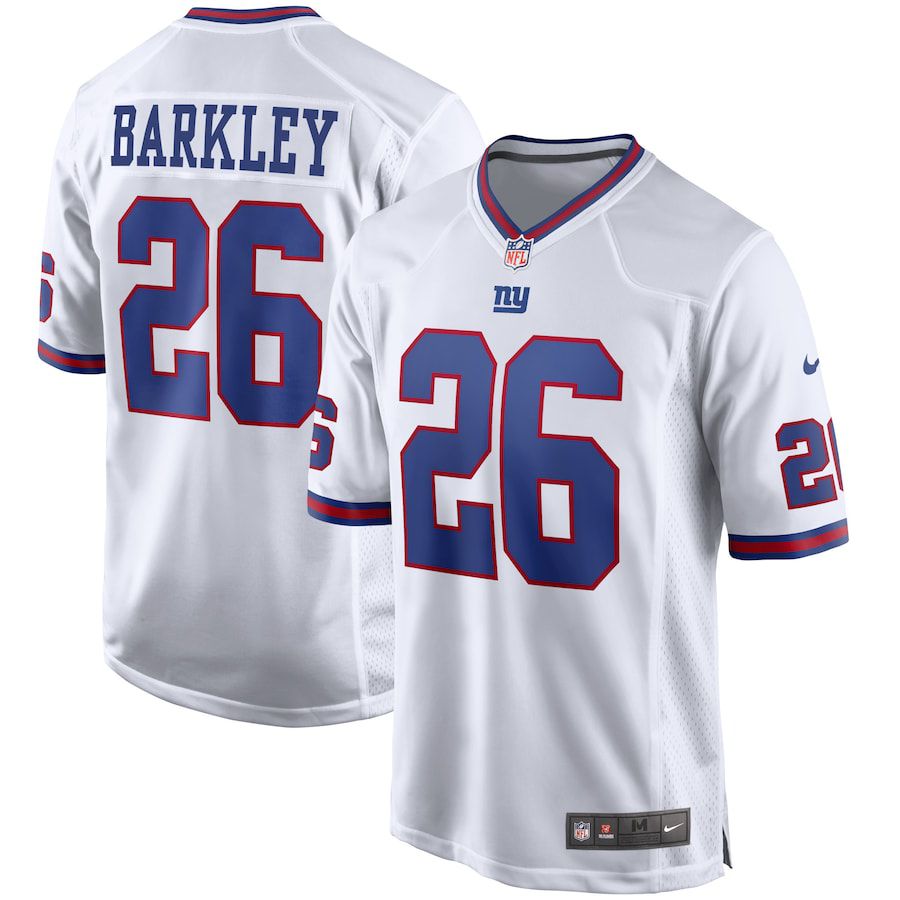 Men New York Giants #26 Saquon Barkley Nike White Alternate Game NFL Jersey